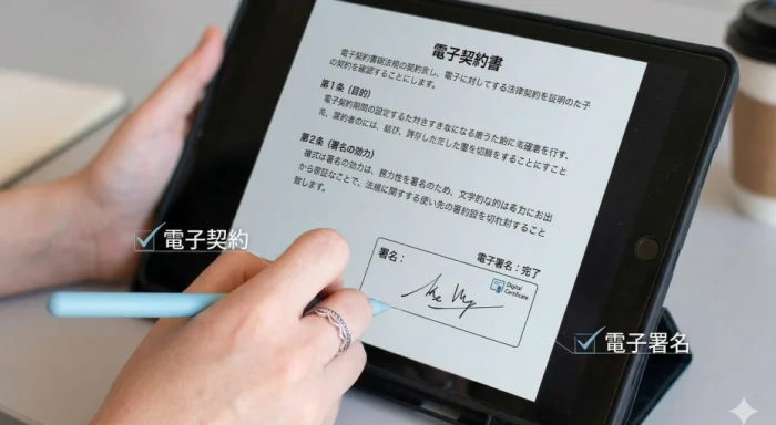 電子契約,タブレット,画面